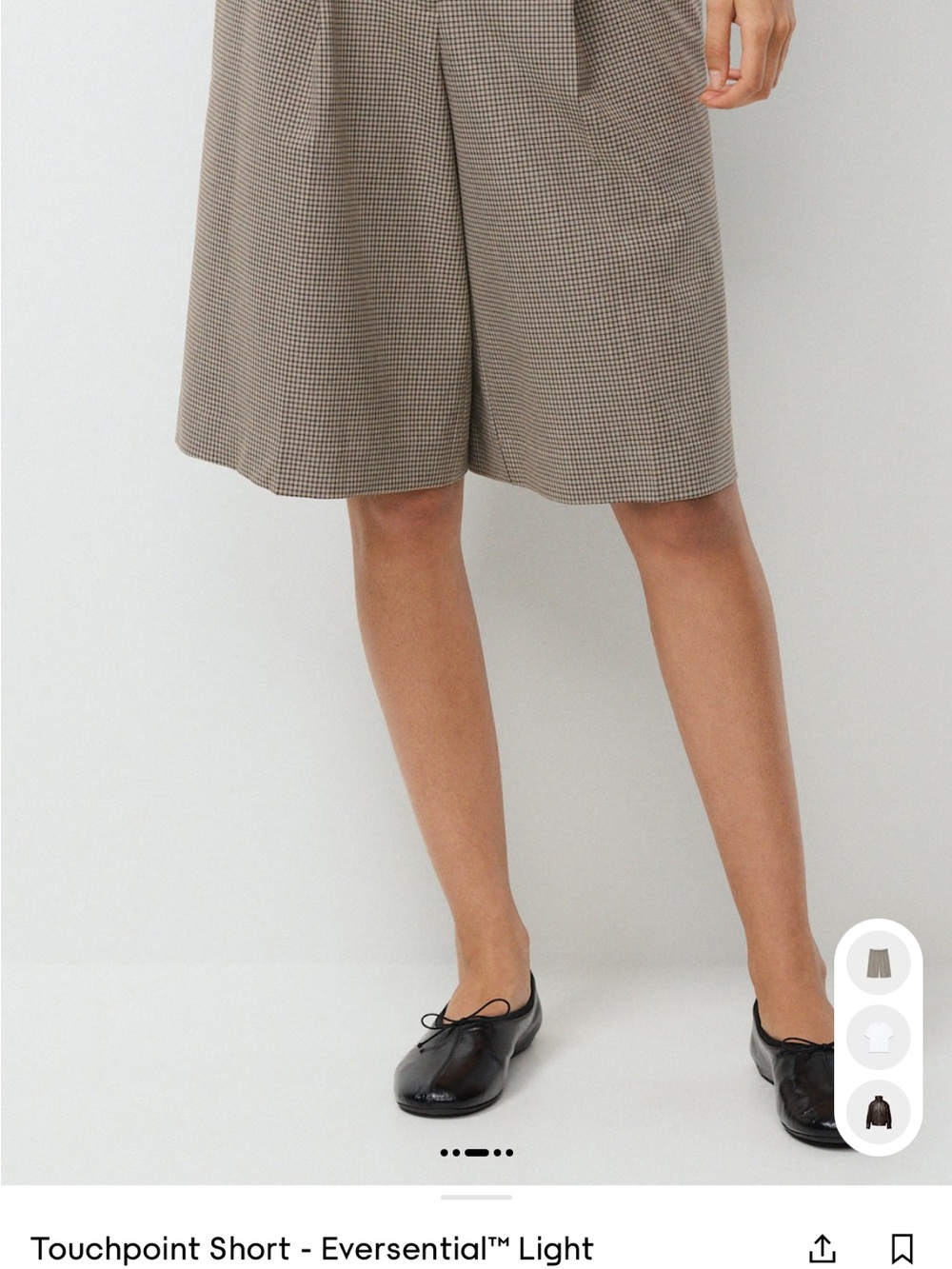 Aritzia Touchpoint Knee-Length Shorts in Taupe Check